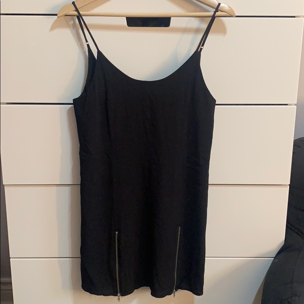 Black zip dress with zipper details